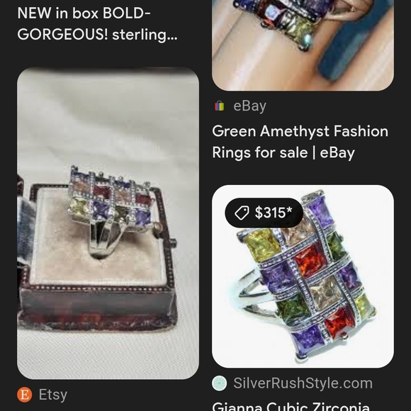 Vintage Sterling Silver & Natural Multi Stone Tourmaline Statement Ring S-8 - Picture 6 of 7